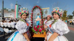 "Ungarn, das Land Mariens": 300 Volkstänzer waren am 5. September beim Eröffnungsprogramm des Eucharistischen Kongresses dabei, um die christlichen Traditionen des Karpatenbeckens zu feiern.
 / Daniel Ibáñez / CNA Deutsch 