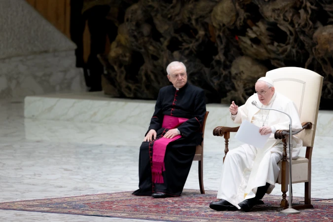 Papst Franziskus bei der Generalaudienz am 16. Februar 2022.