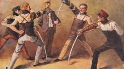 Studentisches Säbelduell: Georg Mühlberg (um 1900) / Wikimedia (CC0) 