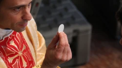 Der Leib Christi: Ein Priester spendet die Kommunion im Petersdom am Fest der Heiligen Familie, 27. Dezember 2015. / CNA/Alexey Gotovskiy